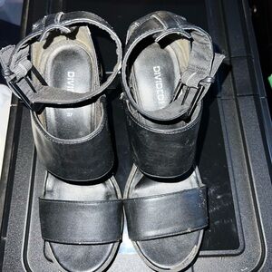 H&M Black Platform Sandals with Thick Sole and Adjustable Ankle Strap